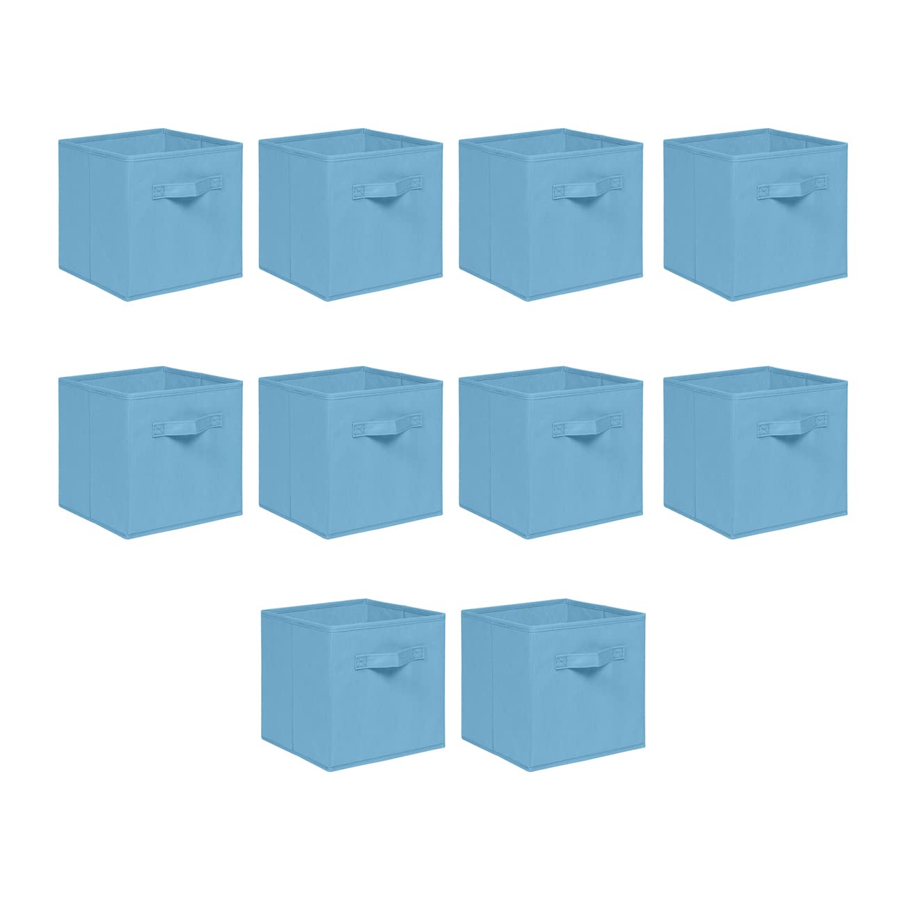 NICEME Foldable Cube Storage Unit Boxes, Non-Woven Fabric Storage Boxes Set, Clothes Drawers for Shelves, 26.5x26.5x28 cm (Light Blue, Set of 10)