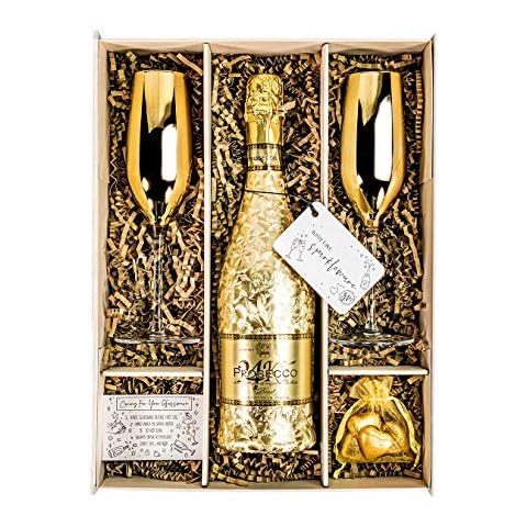 24kt Prosecco DOC 75cl Gift Set Hamper With Matching Gold Champagne Flutes, Chocolates And Gift Box - Thank you, Birthday Prosecco Gifts For Women (Prosseco) Cover