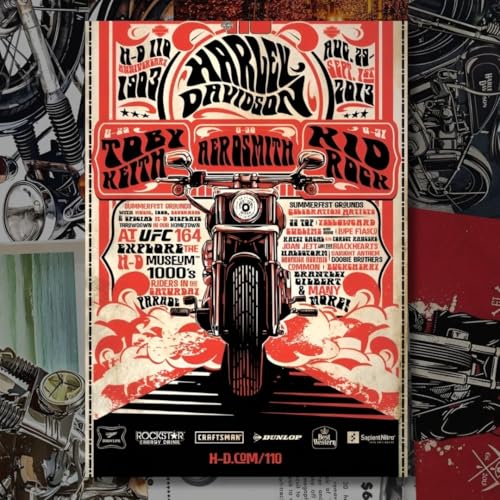 Image of auraposter Paper Motorbike Posters (Set of 40) | Bike Posters Royal Enfield, Jawa, Harley Davidson Vintage Motorbikes | Classic Motorcycle Retro Bikes | Glue Dots Included