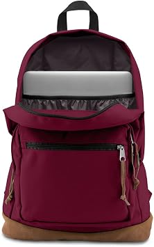 JanSport Right Pack Backpack - Durable Daypack with Padded 15 Laptop Sleeve, Spacious Main Compartment & Integrated Water Bottle Pocket - Russet Red