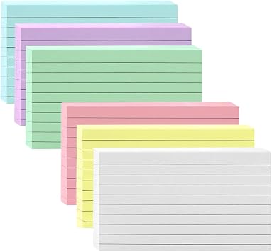 Ruled Index Cards 3x5 Assorted Colours for Studying
