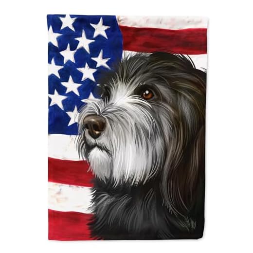 Caroline's Treasures CK6480CHF Catalan Sheepdog Dog American Flag House Flag Large Porch Sleeve Pole Decorative Outside Yard Banner Artwork Wall Hanging, Polyester, House Size, Multicolor