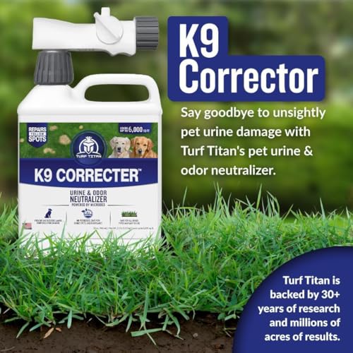 Image of Turf Titan K9 Correcter Dog Urine Neutralizer for Lawns (32 oz) - Fights Yellow Spots and Odors - Grass Dog Urine Neutralizer to Grass Recovery with Weekly Use - Covers Up to 6,000 Sq Ft