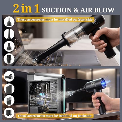 Image of Car Vacuum Portable Cordless 20000Pa Powerful Handheld, Mini, Hoover Cleaner, 3 Speed Suction, Easy Empty, Rechargeable 7800mAh, Blower Inflator Deflator, Car Cleaning Kit
