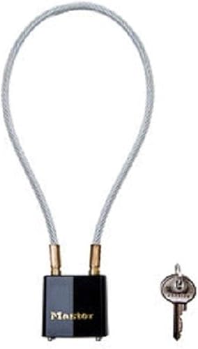 Master Lock 99DSPT, cable de acero de 14 pulgadas, con cerradura con llave, candado diferente, Gris