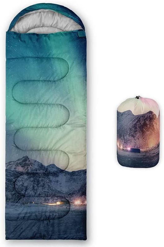 Miniatura 17 de Saco de dormir para niños y adultos, patrón de piel de jirafa marrón, ligero, cálido, portátil, para exteriores, interior, impermeable, resistente