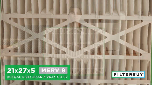 Image of Filterbuy 21x27x5 Air Filter MERV 8 Essential Dust & Allergy Defense (2-Pack), Pleated HVAC AC Furnace Filters for Trane Perfect Fit & American Standard (Actual Size: 20.56 x 26.13 x 4.97)