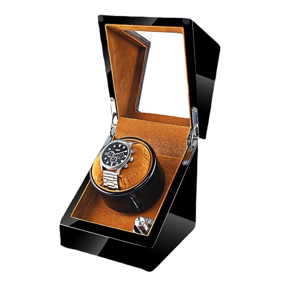 CGCSYZ Automatic Watch Winder Box Single Self Winding Watches Shaker Spinner Wooden Watch Turner Rotator Display Case With Quiet Motor Men Women Mechanical Wrist Watches 5 Modes Velvet Interior Black