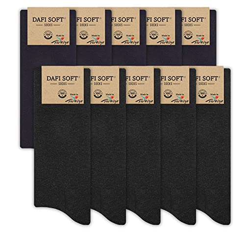 Dafi soft 10 Paires de Chaussettes Classiques Homme, Coton, Fabriqué en Turquie (47-49, 5x Bleu Marine 5x Anthracite) Cover