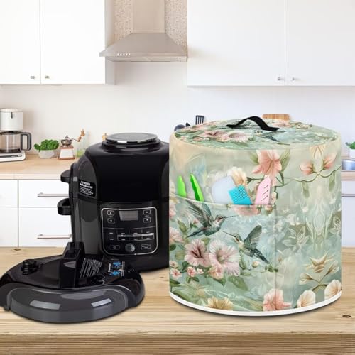 Image of Cozeyat Hummingbird Floral Pressure Cooker Cover Rice Cooker Cover Kitchen Appliance Organizer Bag for 3 Quart Air Fryer,Dust Protection & Stain Resistant
