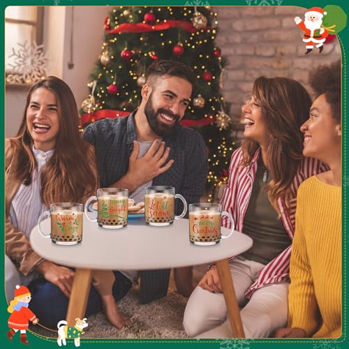Set de 4 tazas de vidrio navideñas Suclain 12 oz miniatura 6