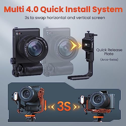 Image of Hohem iSteady MT2 Kit 3-Axis Gimbal Stabilizer for Mirrorless /Pocket /Action Camera and Smartphone, AI Tracker with CCT /RGB Fill Light for Canon /Sony /Nikon /iPhone, Black
