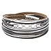 Produktbild StarAppeal Armband Wickelarmband in Leder mit Schmuck, Strass und Magnetverschluss Silber, Damen Armband (Grau-Silber)