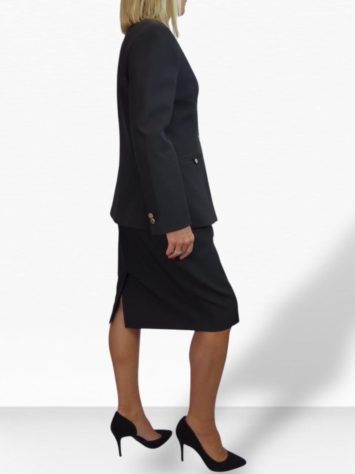 Paulo Due Ensemble Tailleur Femme 2 Pièces – Veste Col V et Jupe Mi-Longue Élégante, Invitée Mariage et Bureau
