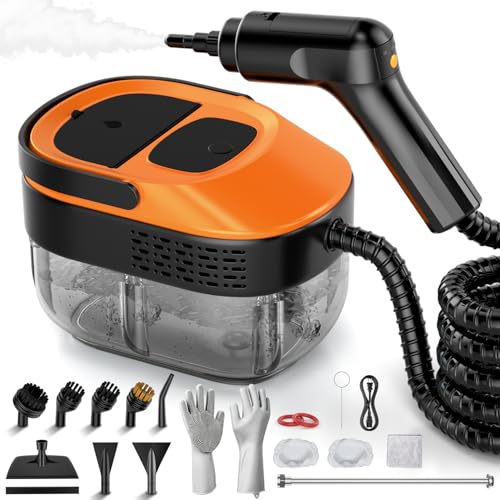 Steam Cleaner for Home & Car, 15s Fast Heat Handheld Steamer for Cleaning, 1.6L Large Tank, 3-Level Steam Control with 17-Piece Accessories Kit for Floors, Couches, Tiles, Grout, Dirt, and Grease