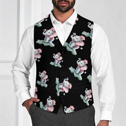 Elephant Men's Suit Vest Slim Fit Business Dress Party Pattern Waistcoat Vest Top2