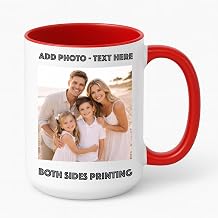 Personalized Photo Coffee Mug 15 oz Ceramic Custom Picture Text or Logo | Double-Sided Print, Dishwasher & Microwave Safe | Gift Black