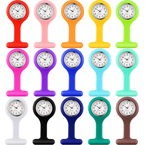 15 Pack Clip on Nurse Watches for Women Men, Silicone