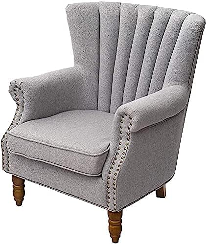 Image of Wing Chair for Living Room Bedroom - High Back Cushioned Lounge Single Seater Sofa with Arm Rest - Luxury Rest Chair (Grey New)