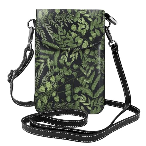 Pochettes pour téléphone portable pour femmes avec motif de feuilles botaniques en cuir PU