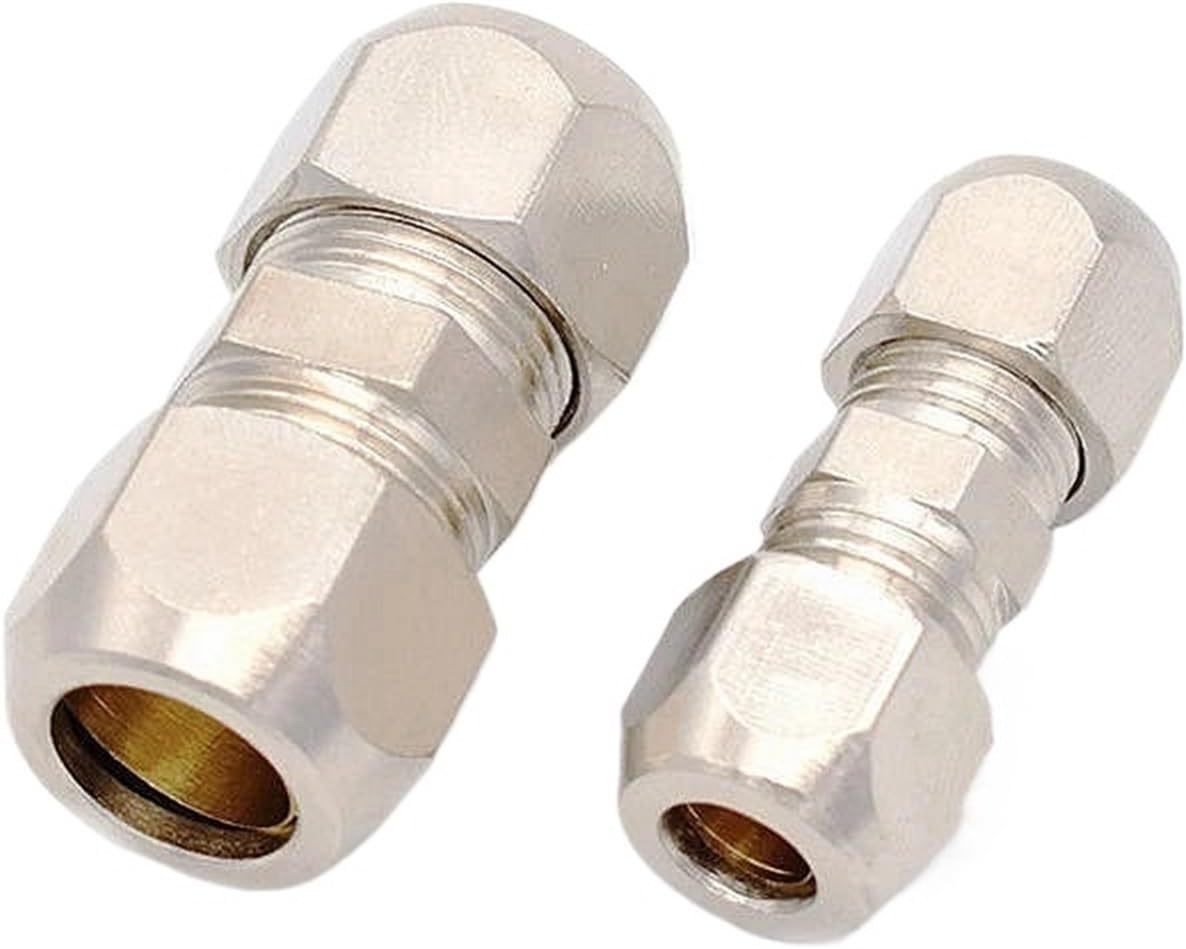 1pcs Compression Ferrule Tube Fitting 6-4 8-10 10-12 Brass Pipe Double End Tubing Ferrule Joint Tubing Nut Lock Double Straight PU PG(PG10-6mm)