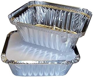 100 x ALUMINIUM FOIL CONTAINERS WITH LIDS FOIL CONTAINERS WITH LIDS TAKEAWAY FOIL CONTAINERS PERFECT FOR HOME AND TAKEAWAY SIZE - NO-2