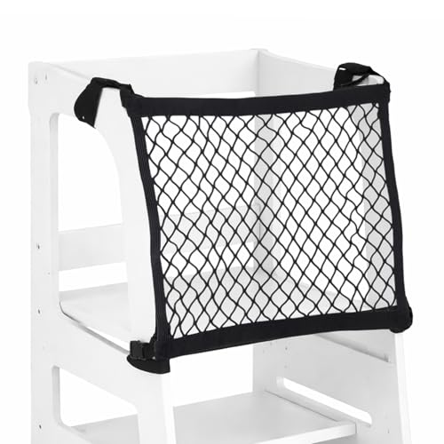 Toddler Standing Tower Safety Net, 4-Sided Dense Mesh Net Guard for Learning Tower Step Stool with Adjustable Straps for Kids Baby Home Kitchen Safety Accessory (Black)