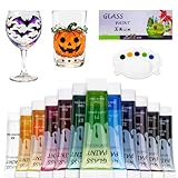 EZ-U Glass Paints for Glass Painting 12 Color Stained Glass Ceramic Enamel Paint Set Non Toxic Quick Dry Waterproof Art Supplies 0.42 fl oz