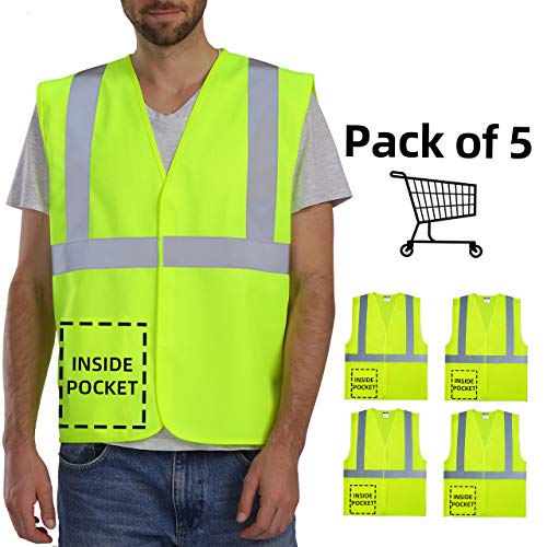 Dib Safety Vest Reflective High Visibility, Yellow Reflective Vest ANSI CLASS 2, Construction