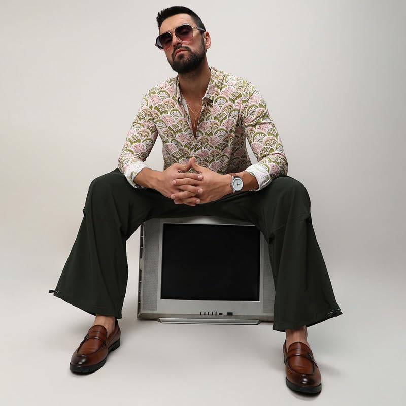 Image of CAHOOT Men's Shirt for Casual Wear | Spread Collar | Long Sleeve | Regular Fit | Button Closure | Shirts Crafted with Comfort Fit for Everyday Wear