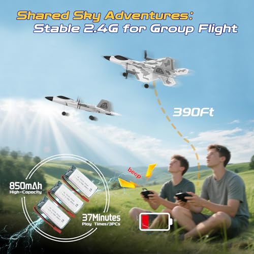 Image of CKYSCHN F22 Raptor RC Plane 4 Channel New Version, Vertical Takeoff Remote Control Airplane with 6-axis Gyro & Lights, 3D Aerobatic RC Aircraft for Adults | 3 Batteries