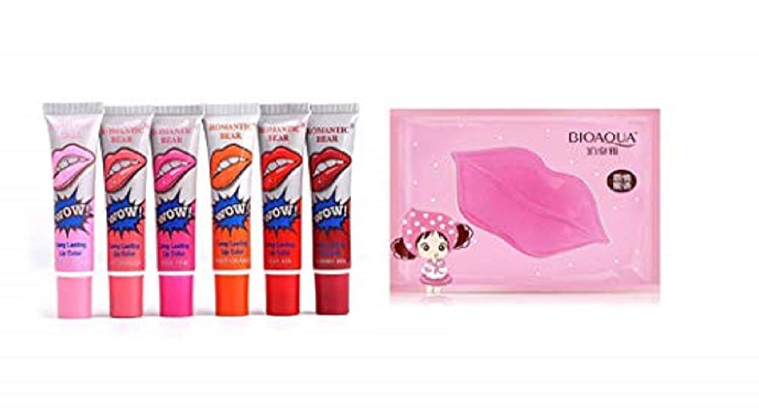 M H Collection ROMANTIC BEAR Multi Color Long Lasting Lipstick And Collagen Protein Moist Lip Film Mask/Plumper (6 COLORS)