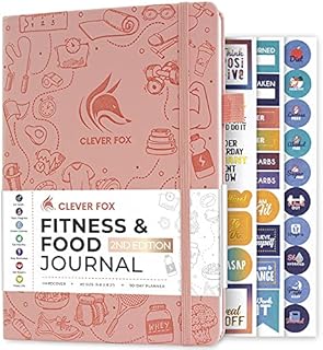 Clever Fox Fitness & Food Journal  Nutrition & Workout Planner for Women & Men  Diet & Gym Exercise Log Book with Calendars, Diet & Training Trackers - Undated, A5, Hardcover (Purple)