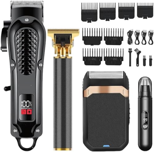 Cortapelos profesional y juego de aseo integral con protectores para barba