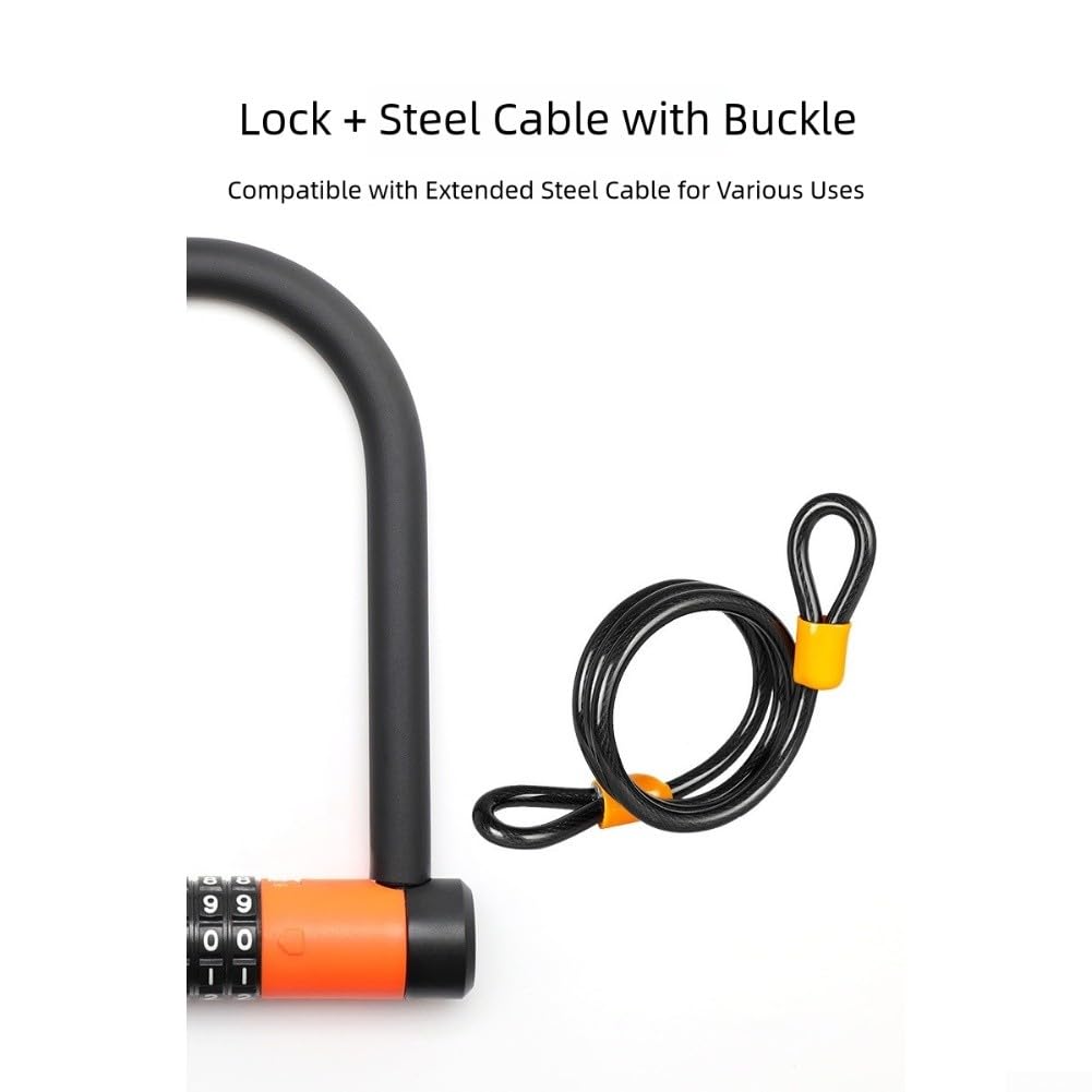 Lucchetto a D per bici da strada, ebike, scooter, con combinazione antifurto, resistente, colore: rosa
