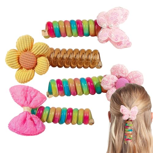 Gomas para el pelo con cable telefónico, 4 unidades de espirales portátiles para el pelo, trenzadas, lazos para el pelo trenzados, lazos para el pelo