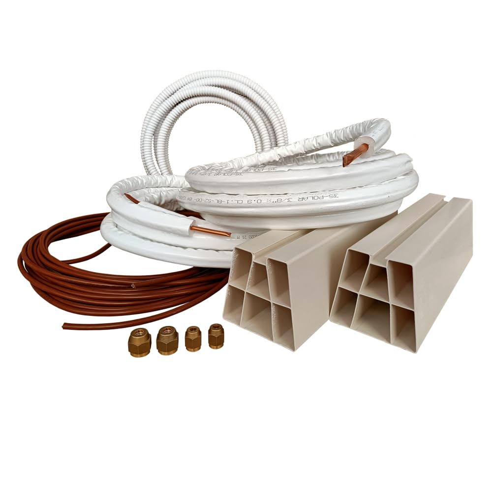 3S SuperSamaStore Kit Montaggio Condizionatore Monosplit da 5 Metri – Set Installazione Climatizzatore con Tubi Rame Preisolati, Raccordi 1/4” e 1/2”, Supporti Antivibranti, Tubo Scarico e Cavo 4x1.5