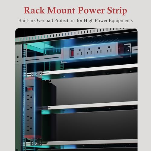 XBA Extensión Rack PDU 10 pulgadas, 1U 4 tomas, Protección contra sobrecargas, Montajes giratorios 360° miniatura 5
