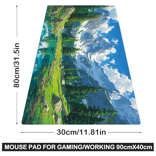 Image of Nuxovilar Mountain Lake Large Mouse Pad Gaming Mouse Pad Polyester 11.8x31.4 Inches for Home, Studio, Office, Serene Decor for Nature Lovers