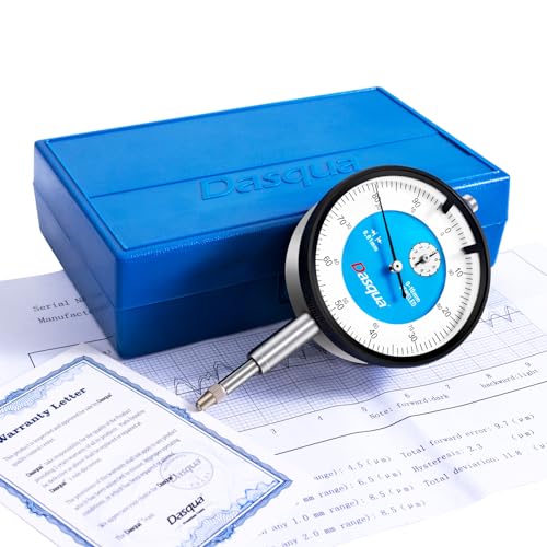 Dasqua Industrielle Messuhr, Präzisionsmessuhr, 0-10mm Messbereich, Auflösung 0,01 mm Komparator Test Messuhr Messgeräte mit Lug Back Genauigkeit hohe Auflösung