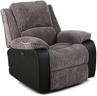 More4Homes POSTANA JUMBO CORD FABRIC POWER RECLINER ARMCHAIR ELECTRIC SOFA RECLINING CHAIR (Grey)