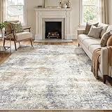 Modern Abstract Area Rug 8x10 - Washable Rug Non-Slip Soft， Rugs for Living Room, Bedroom & Dining Room, Pet Friendly & Easy to Clean Floor Carpet, Stylish Contemporary Art Decor 8x10 Rugs, GoldBrown