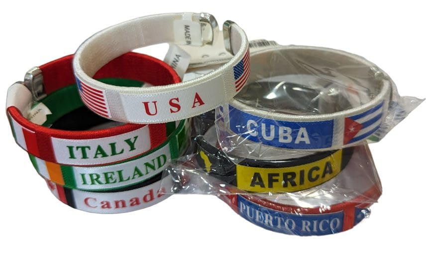 National Pride Bracelets - Set of 7 - Italy/Africa/Puerto Rico/USA/Canada/Cuba/Ireland
