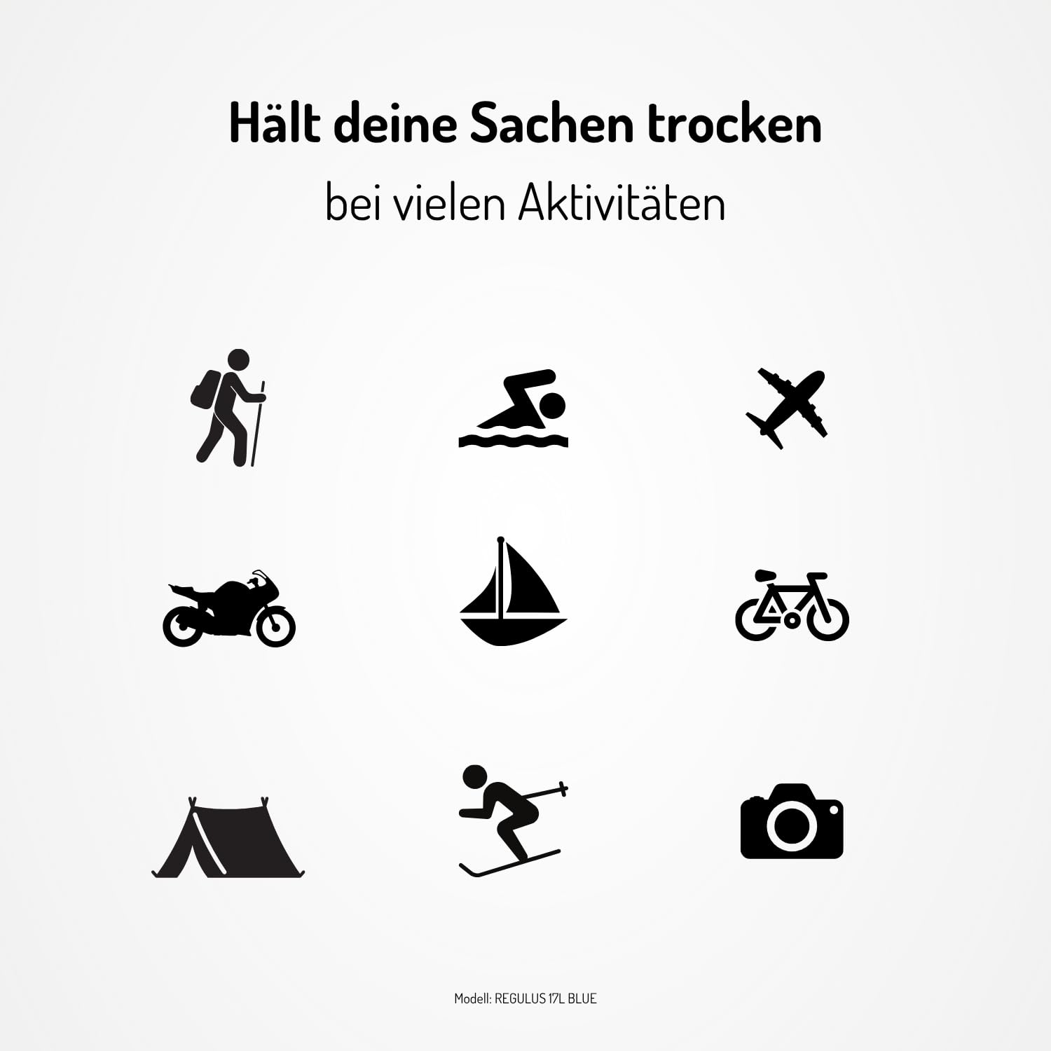 NORDKAMM® - 17L Kompressionssack für Schlafsack, ultraleichter Dry Bag mit Ventil, Vakuumbeutel, Drybag, Packsack wasserdicht, Schlafsack Hülle wasserdicht (17L - Blue - Navy Blazer)