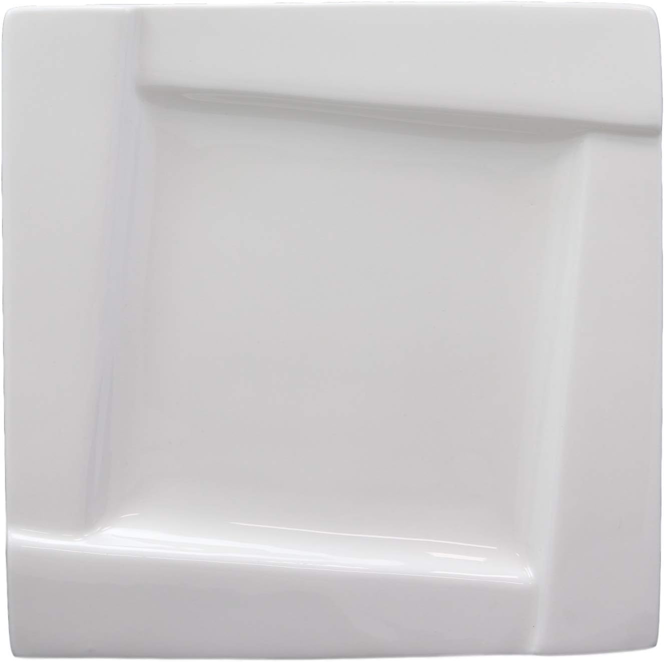 Ebros Pack Of 6 Kitchen Dining Modern Contemporary Design White Porcelain Square Plates With Rhombus Well Restaurant Supply Dishwasher Microwave Safe (5.5" Appetizer Salad Dessert Side Plate Style)