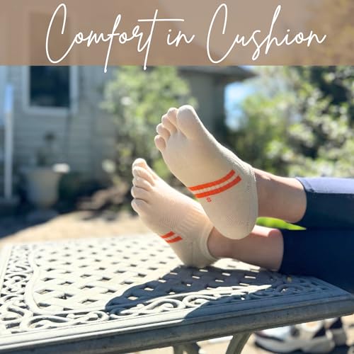 Image of soxsense Cushion No Show Toe Socks For Women Five Finger Socks Low Cut Athletic Running Socks 4 Pairs