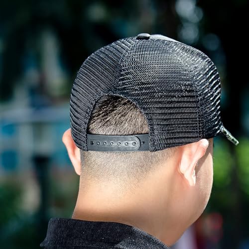 Image of TZ Promise Men Women Plain Cotton Trucker Cap with Breathable Mesh Back, Snapback Baseball Hats