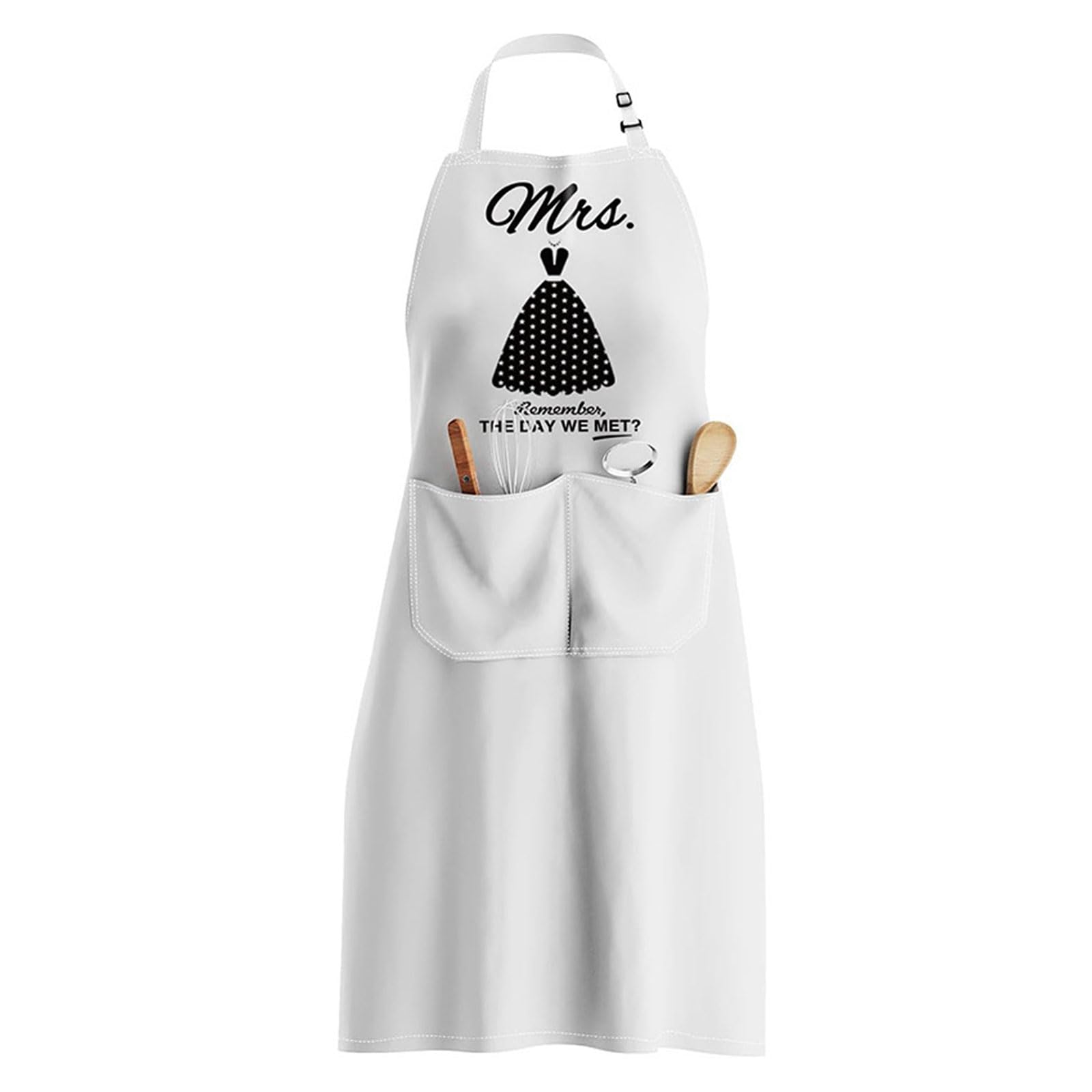 APGLSXY King Mr Mrs Letter Print Couple Kitchen Apron Waterproof for Anniversary, Wedding, Engagement, Cooking Apron