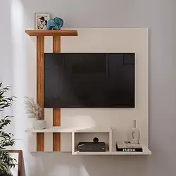 LOJASGK Painel Suspenso para TV 32 Polegadas Off White/Cedro