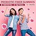 9-in-1 Probiotic Fiber Gummies for Adults & Teens 16G Fiber per Serving, Psyllium Fiber Supplement with 5 Billion CFU Bacillus Coagulans, Inulin, ACV for Digestive, Gut & Immune Wellness - 2 Bottles
